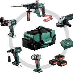Metabo 691008000 Combo Set 6.1 18V 4,0Ah - SB18LTX + SSW18LTX200 + W18LTX125 + KHA18LTX + ASE18LTX + ULA!