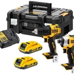 DeWalt Visseuse à Choc Sans Fil DCK2061D2T-QW Pack 18V 2.0Ah Li-Ion - DCD708 Batterie Vis/Perceuse + DCF809 Viss à Chocs