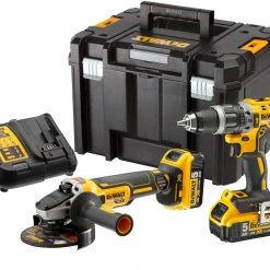 Dewalt DCK2080P2T-QW Comboset - DCD796 Perceuse Sans Fil + DCG405 Meuleuse D'angle Sans Fil 18 Volt 5.0 AH Li-ion