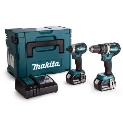 Makita Visseuse à Choc Sans Fil DLX2180TJ - Perceuse à Percussion DHP484 + Visseuse à Chocs DTD153 18V