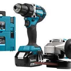 Makita DLX2190TJ1 Comboset 18V 5.0Ah Li-Ion - Perceuse Sans Fil DDF484 Meuleuse Sans Fil DGA504 Dans MBox