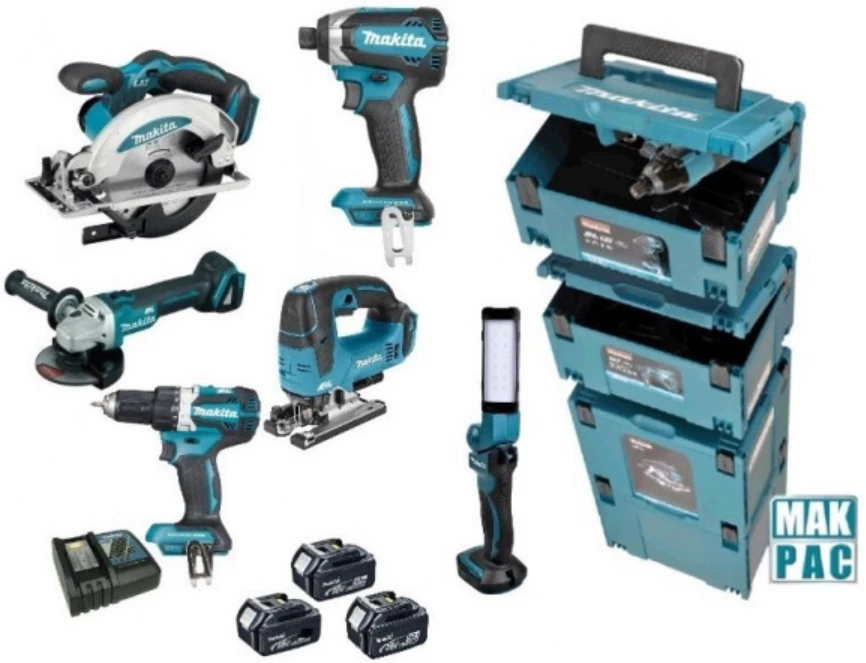 Makita Set DLX8100J Ensemble De Machines 18V 3 X 5,0 Ah - Combo Des Nouveaux 5,0 AH Machines 3 Makita Set DLX8100J Ensemble De Machines 18V 3 X 5,0 Ah - Combo Des Nouveaux 5,0 AH Machines