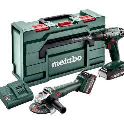Metabo Set Ensemble Combiné 18V 2.0Ah Li-Ion - Perceuse Sans Fil BS18 + Meuleuse D'angle W 18 L 9-125 685204500