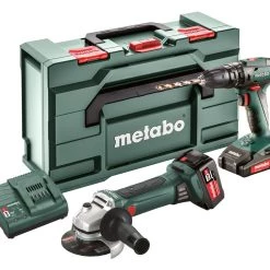 Metabo Set Ensemble Combiné 2.4.4 18V 4.0/2.0Ah Li-Ion SB18 Perceuse à Percussion + Meuleuse D'angle W18LTX125 685089000