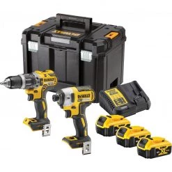 DeWalt Visseuse à Choc Sans Fil Ensemble Combiné DCK266P3T 18V 3 X 5.0Ah Li-Ion - Perceuse Sans Fil DCD796 + Broyeur à Percussion DCF887