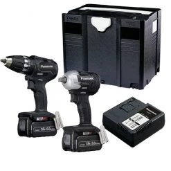 Panasonic Visseuse à Choc Sans Fil EYC232LJ2G Combo Set Perceuse Sans Fil EY74A3 Et Clé à Chocs EY75A8 18 Volts 5.0 Ah Li-ion Dans Systainer