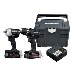 Panasonic Visseuse à Choc Sans Fil EYC232PN2G Combo Set Perceuse Sans Fil EY74A3 Et Clé à Chocs EY75A8 18 Volts 3.0 Ah Li-ion Dans Systainer