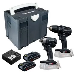 Panasonic Visseuse à Choc Sans Fil EYC241PN2G Combo Set Perceuse Sans Fil EY79A3 Et Clé à Chocs EY76A1 18 Volts 3.0 Ah Li-ion Dans Systainer