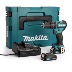 Makita Perceuse Visseuse Sans Fil HP332DSAJ Perceuse Visseuse à Percussion 10,8V 2 Ah CXT 10 Mm