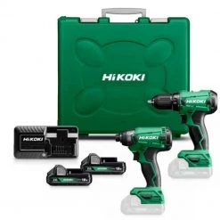 HIKOKI Set KC18DAWBZ Ensemble Combiné - DS18DA Perceuse Sans Fil + WH18DA Clé à Chocs Sans Fil 18V 2.0ah Li-Ion