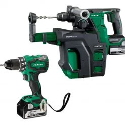HIKOKI Set KC18DRBLWBDZ Accu Combopack - DS18DBSL Perceuse Sans Fil + Marteau Sans Fil DH18DBL Avec Extraction 18V 5.0 Ah En 2 X HSC II
