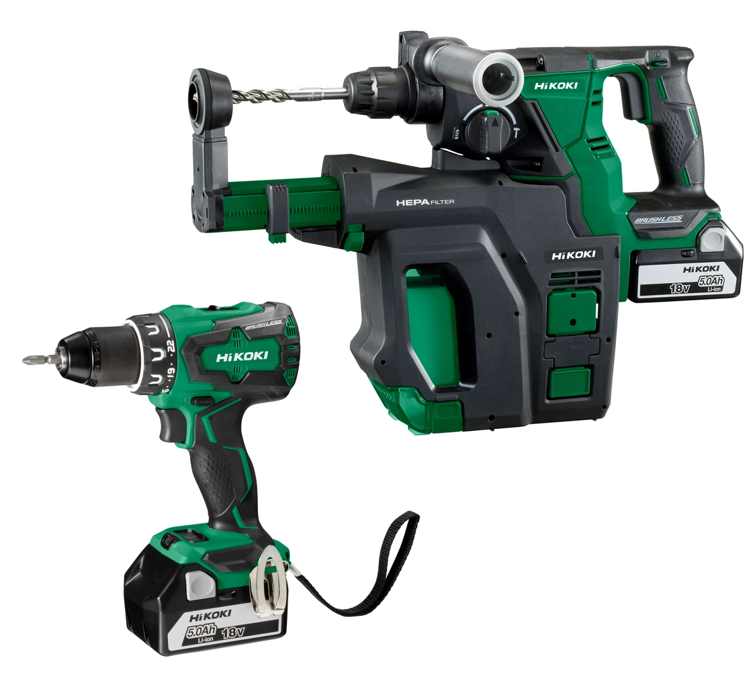 HIKOKI Set KC18DRBLWBDZ Accu Combopack - DS18DBSL Perceuse Sans Fil + Marteau Sans Fil DH18DBL Avec Extraction 18V 5.0 Ah En 2 X HSC II 3 HIKOKI Set KC18DRBLWBDZ Accu Combopack - DS18DBSL Perceuse Sans Fil + Marteau Sans Fil DH18DBL Avec Extraction 18V 5.0 Ah En 2 X HSC II