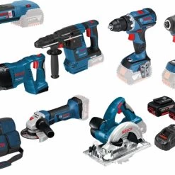Bosch Bleu Set Kit De 8 Outils 18V, 7 Machines + Lampe 0615990K9H