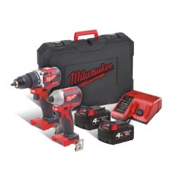 Milwaukee Visseuse à Choc Sans Fil M18 POWERPACK Perceuse Et Visseuse COMPACT BRUSHLESS CBLPP2B-402C
